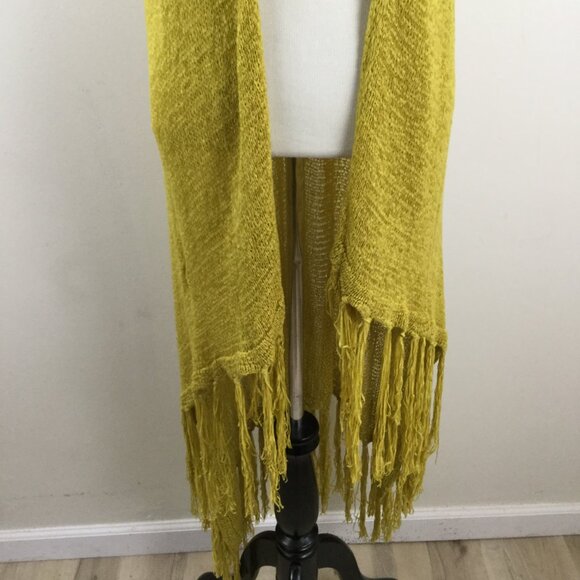Do Everything in Love Mustard Open Front Fringe Vest Cardigan one size - Picture 4 of 9
